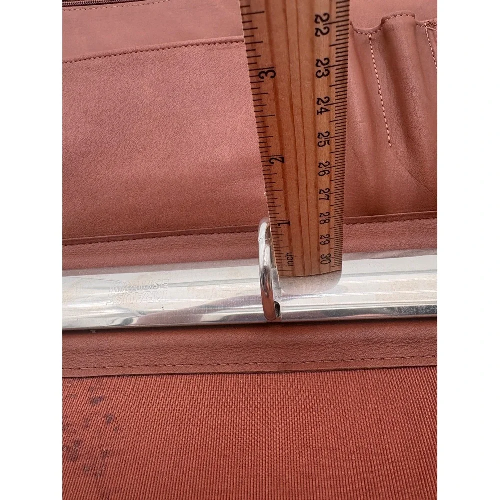 Coach Vintage Brown Leather Zip 3 Ring Portfolio Binder planner Organizer Krause
